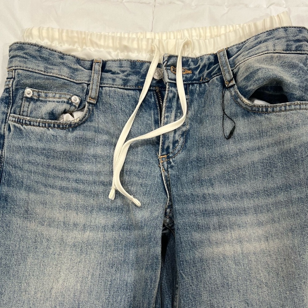 ZARA TRF MIXED MID WAIST WIDE LEG JEANS